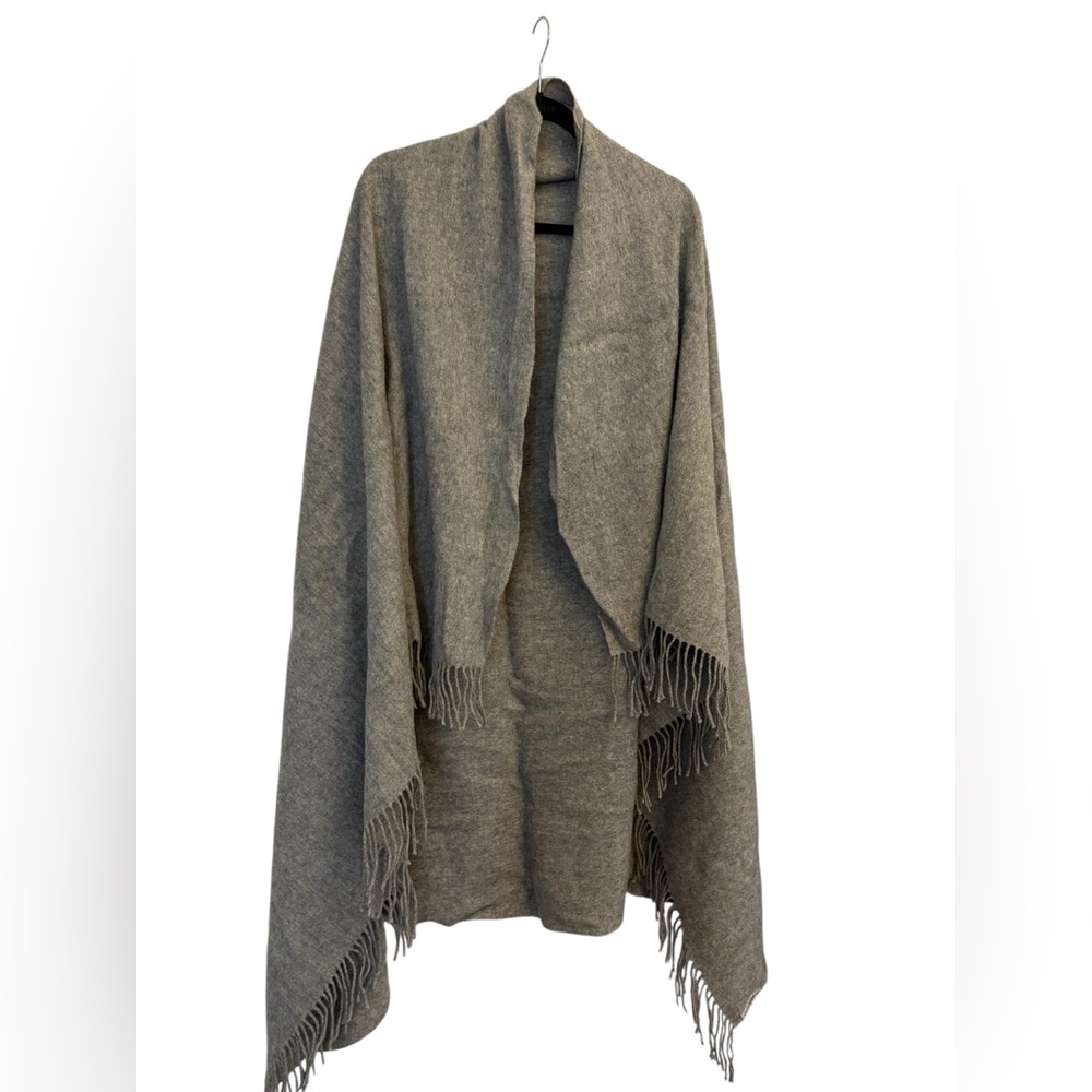 Gray Fringe Shawl Wrap